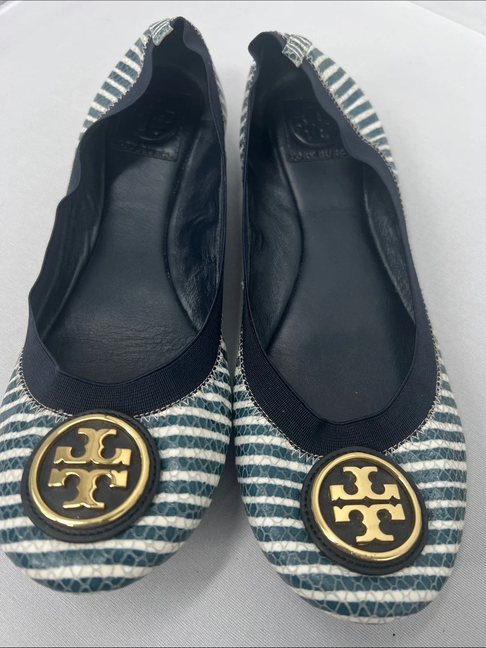 Tory Burch Caroline 2 Snake-Print Ballet Flats featuring